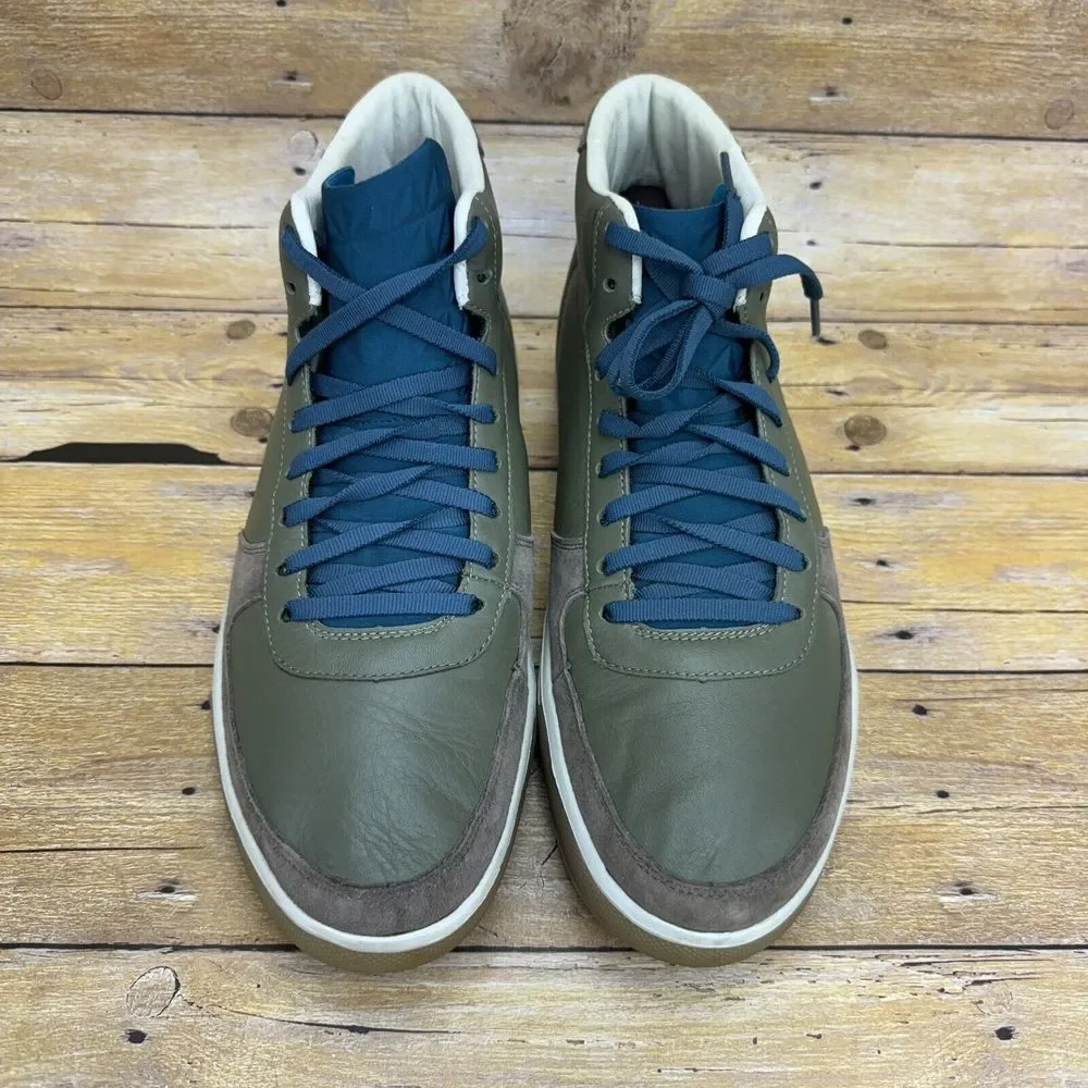 XB ROCKET BRANDBLACK MEN'S LEATHER SNEAKERS OLIVE ANKLE SHOES BOOTS SIZE 10 $269